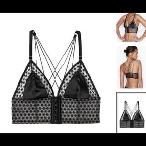 VICTORIAS SECRET NWT LUXE LINGERIE STARBURST LONG LINE  XS TRIANGLE BRALETTE BRA